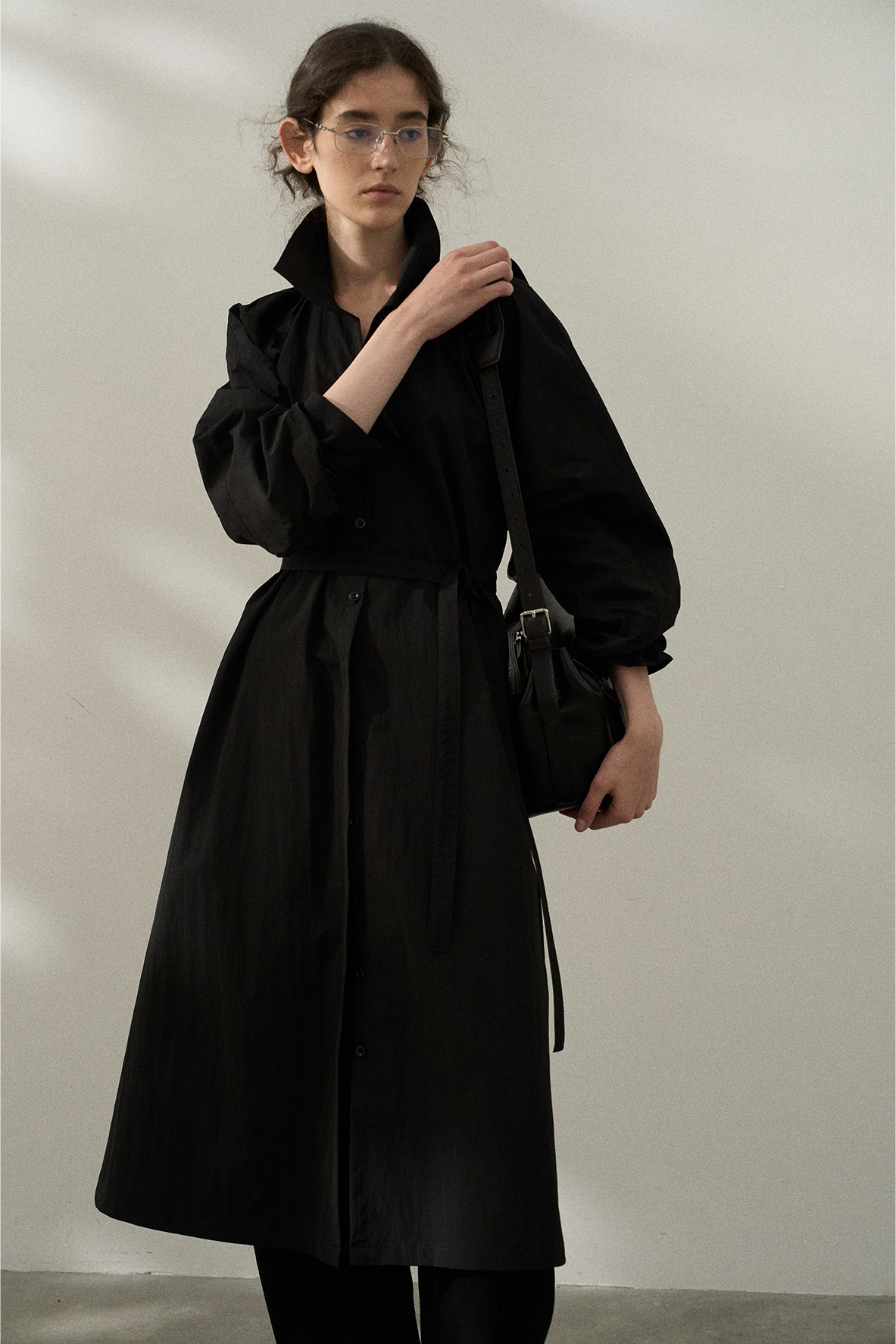 Longline crinkled loose shirt coat | 2 color