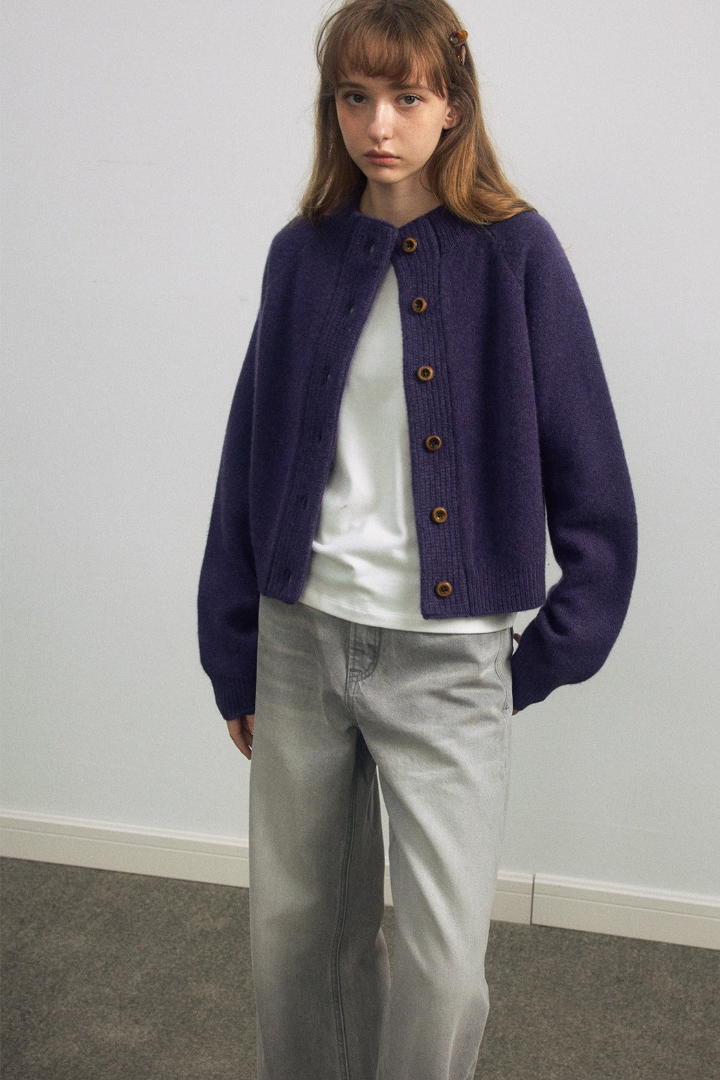100% wool wide placket cardigan | 5 color