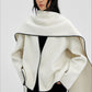 Wool-cashmere-silk loose fit V-neck jacket with a scarf