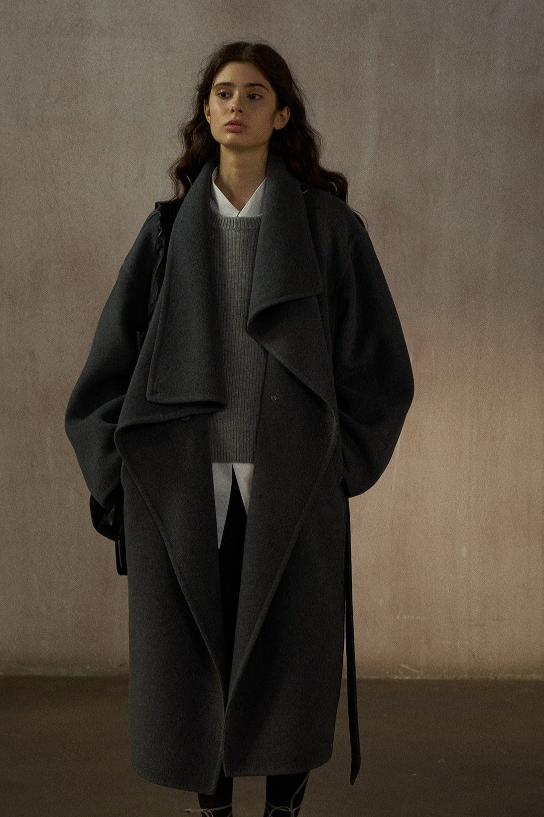 100% wool irregular collar overcoat | 2 color