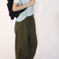 Cotton blend parachute-style wide leg padding pants | 2 color