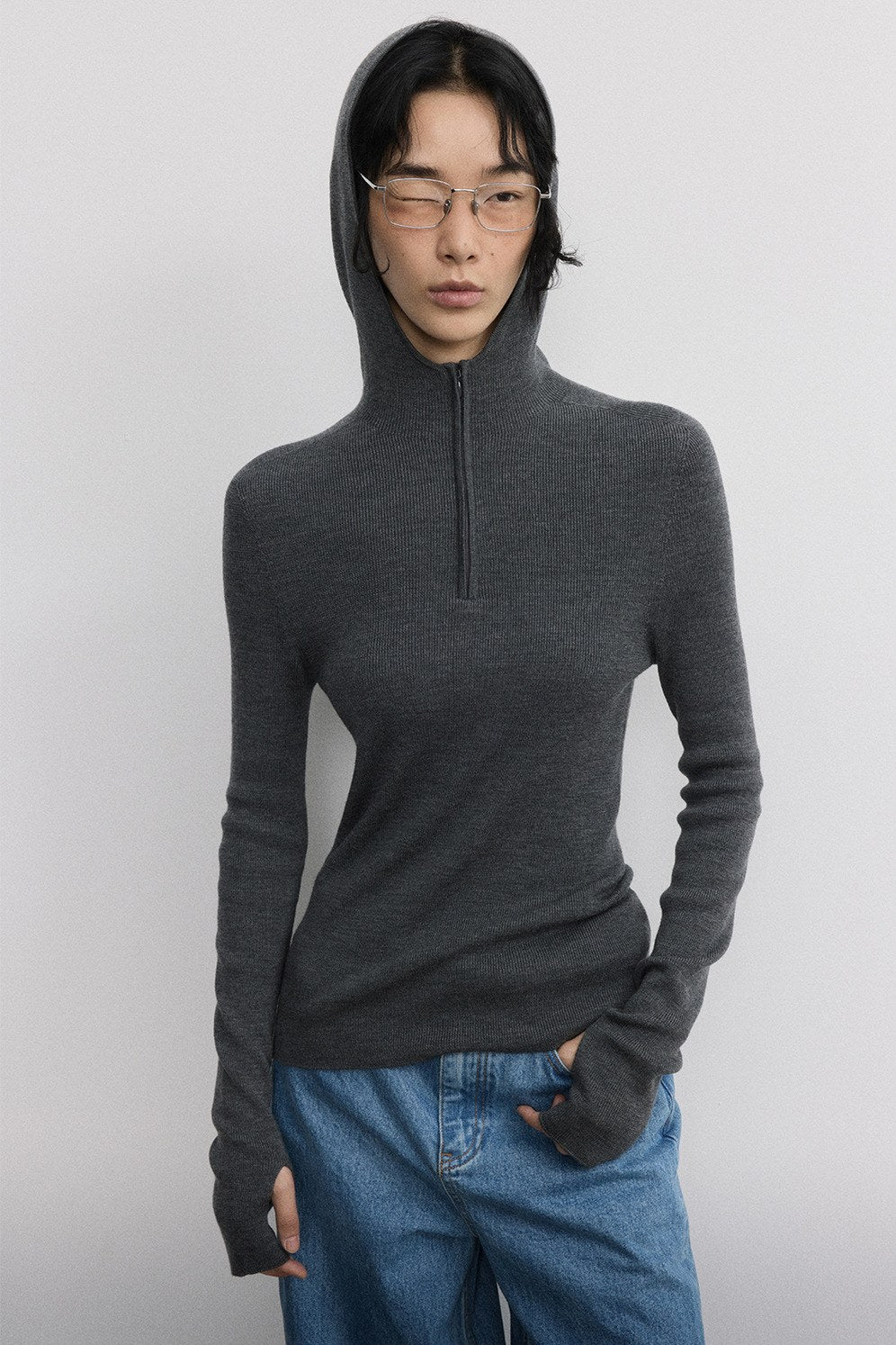 100% wool seamless hoodie knitwear | 3 color