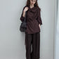 Wool blend wide-leg curved cropped pants | 3 color