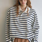 100% cotton loose-fit stripe pattern polo t-shirt | 4 color