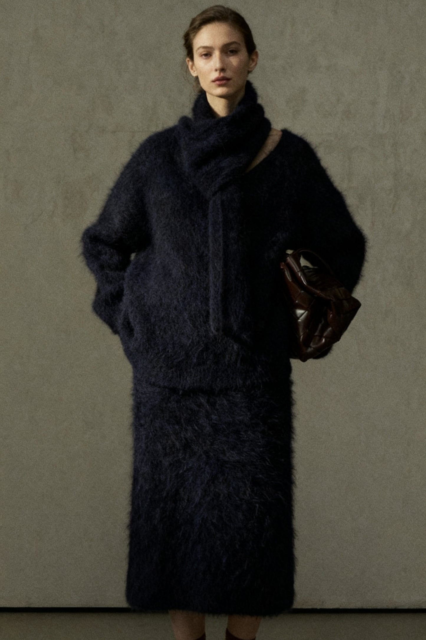 Falda elástica y esponjosa de mezcla de alpaca | 3 colores