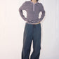 Cotton blend parachute-style wide leg padding pants | 2 color