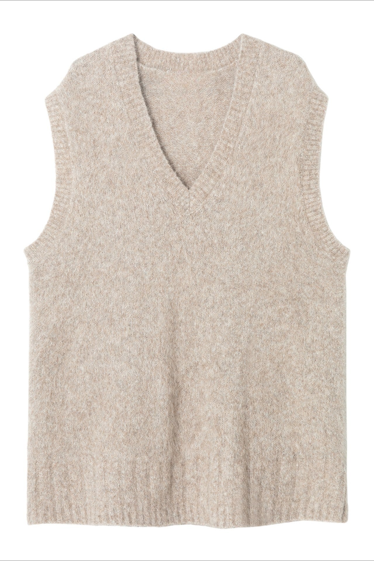 Alpaca riched soft V-neck knit vest | 5 color