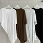 Cotton blend soft irregular hem T-shirt | 4 color