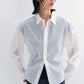 Cotton blend lightweight semi-sheer adjustable shirt | 2 color