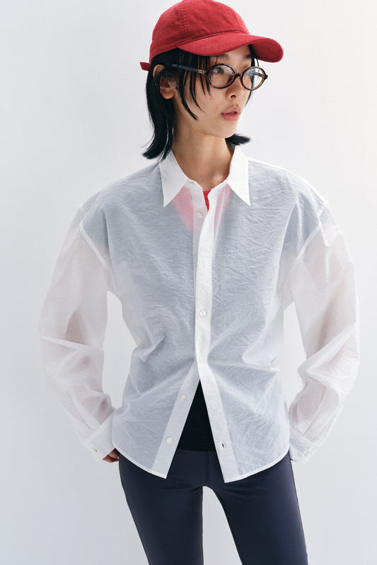 Cotton blend lightweight semi-sheer adjustable shirt | 2 color