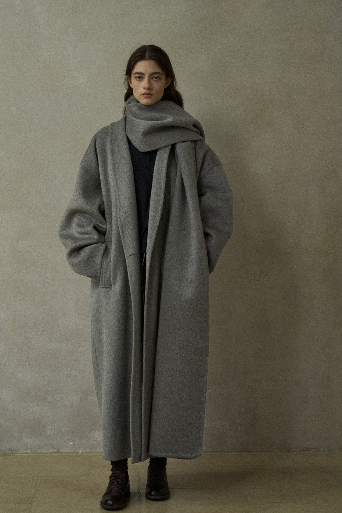 100% wool languid robe style double-faced overcoat | 5 color