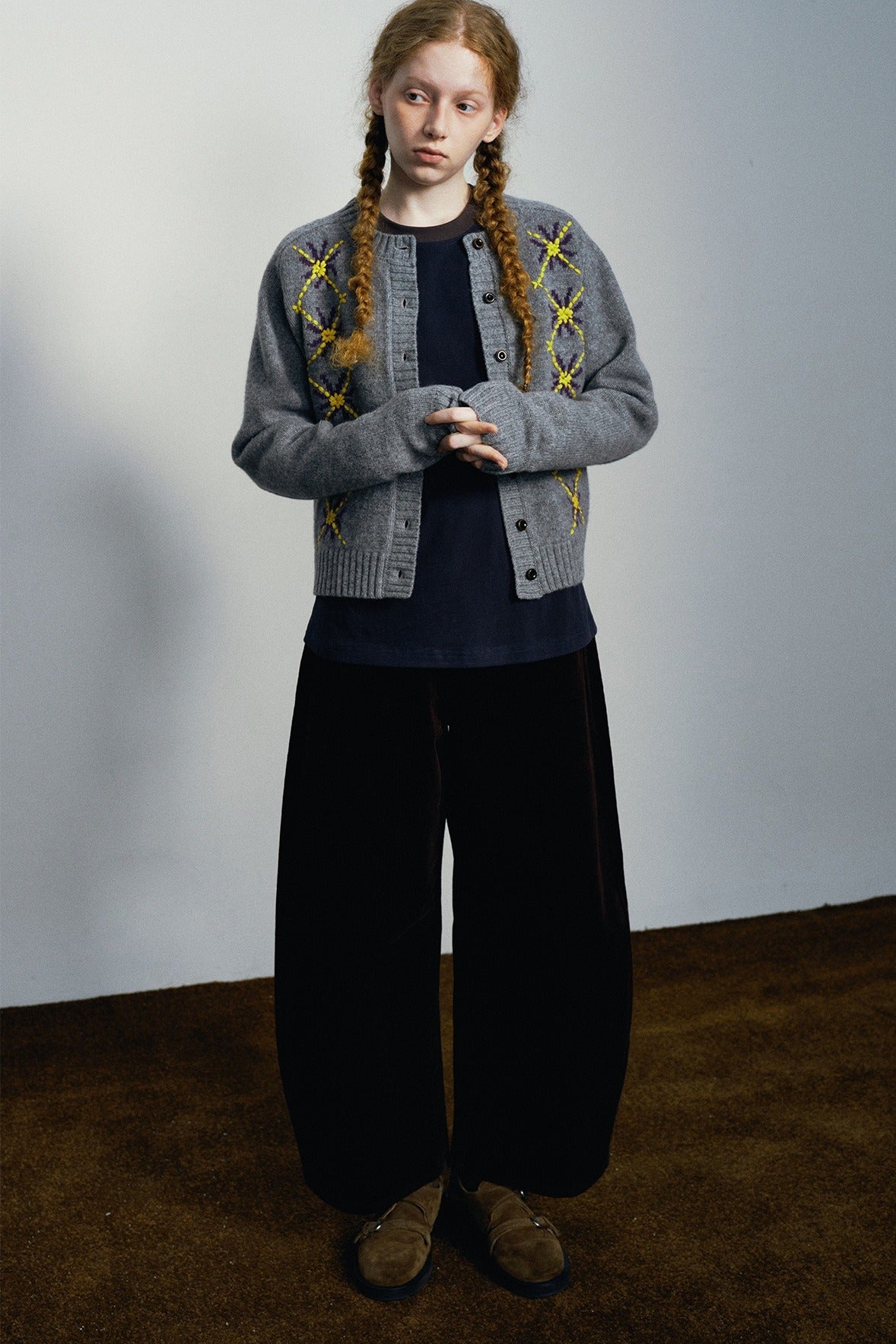 High-waisted corduroy curved-leg casual pants | 3 color