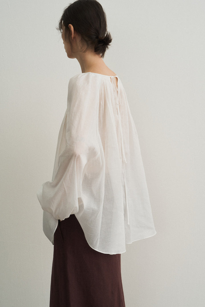 Raime blend Lyocell pleated sheer blouse | 3 color