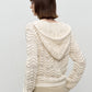 100% cotton wave-patterned hollow hooded knit sweater | 2 color