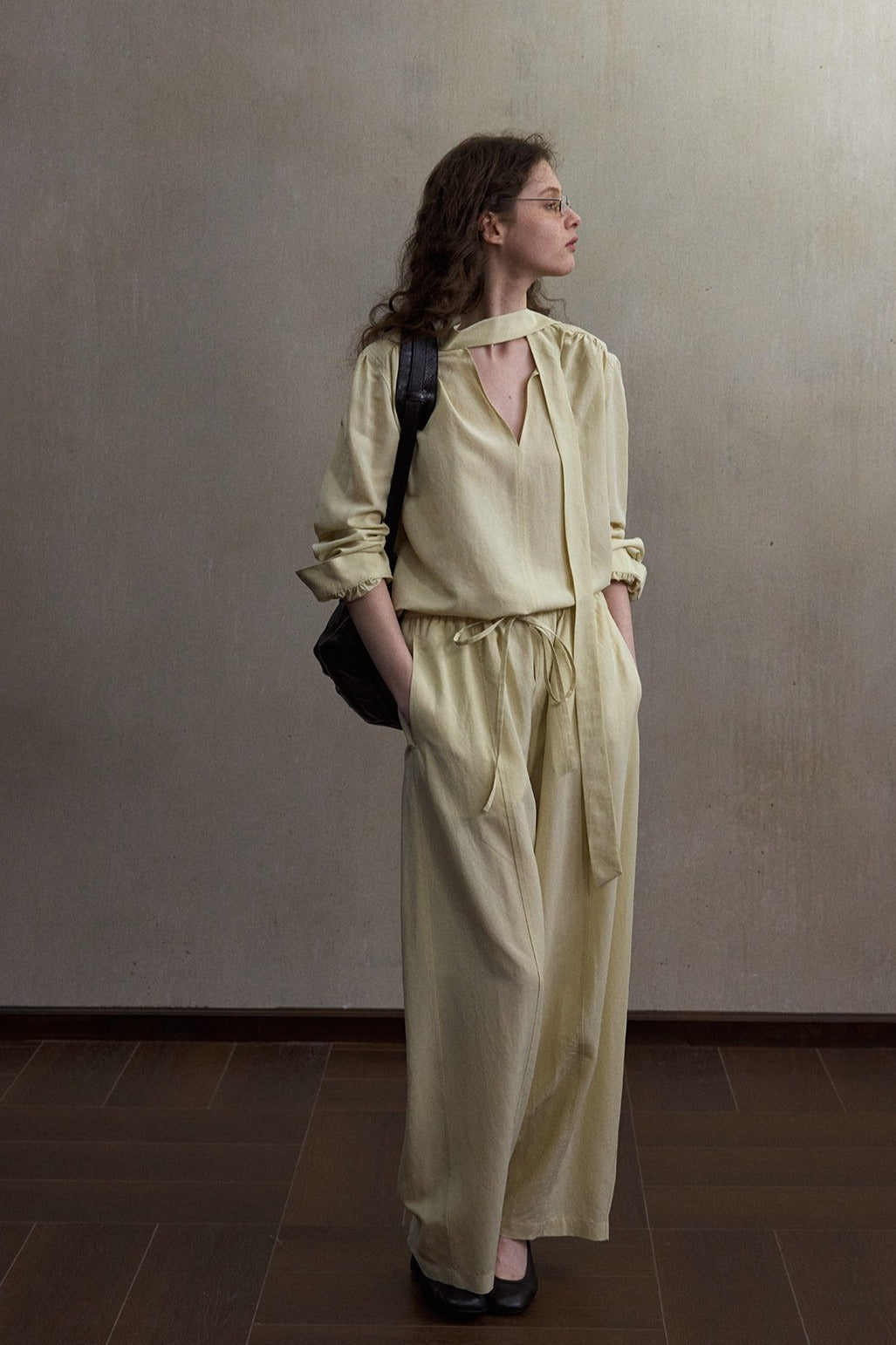 Lyocell blend lightweight wide-leg pants | 4 color