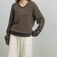 Wool blend contrasting stripes V-neck sweater | 4 color