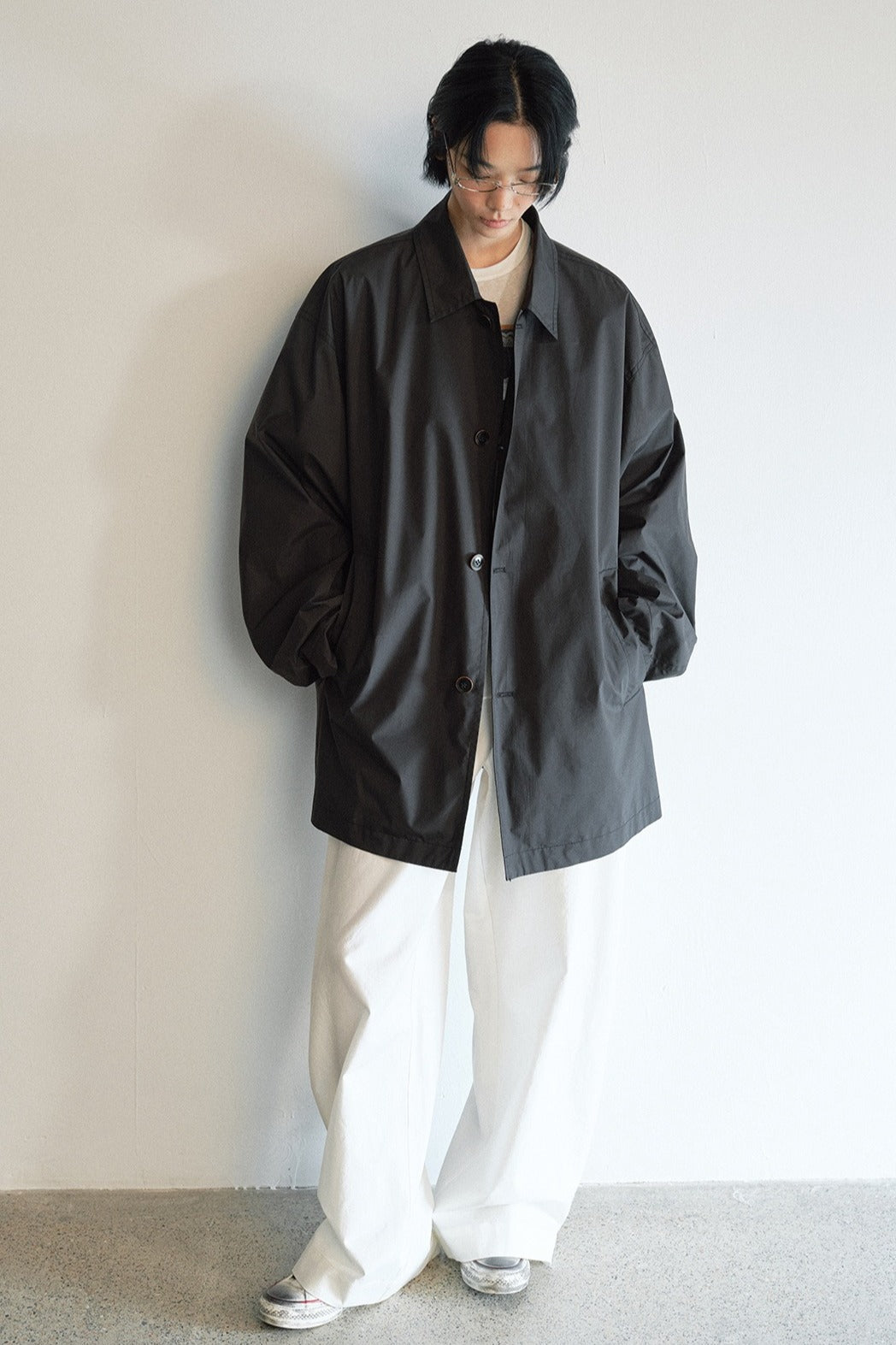 Easygoing minimalist style mid-length trench coat | 3 color