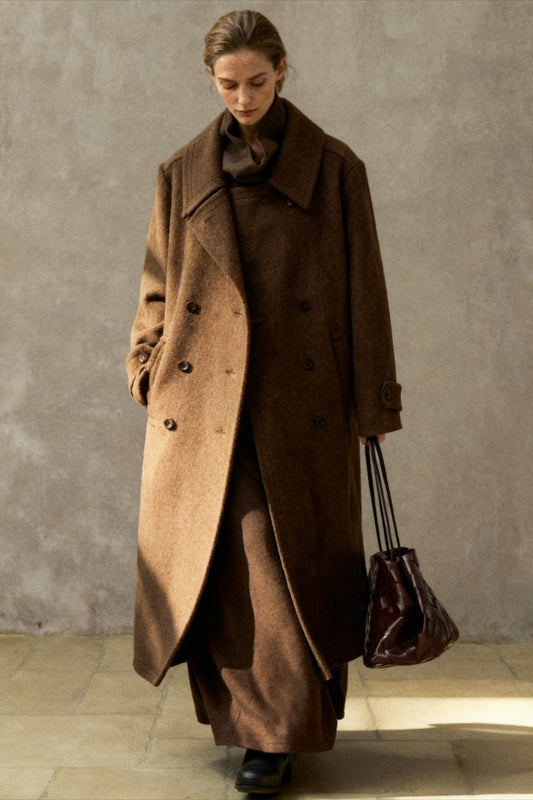 Abrigo de lana 100%, corte holgado, cuello con solapa | 3 colores