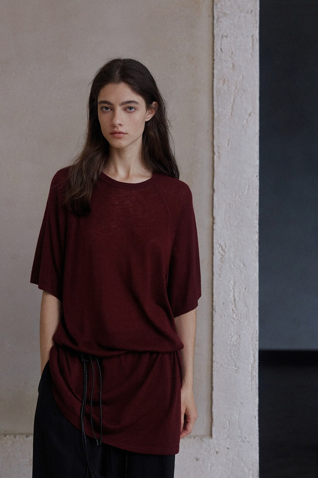 Wool blend relaxed fit raglan sleeves T-shirt | 3 color