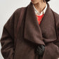 Wool-silk-alpaca relaxed fit large lapel jacket | 2 color