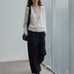 Cotton blend wide-leg slight curved pants | 4 color
