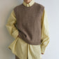 100% wool chunky texture rib vest | 4 color