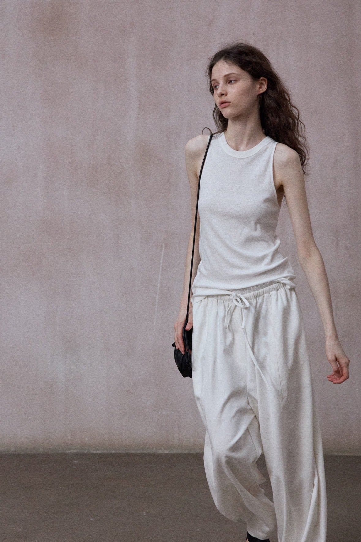 Cotton blend cocoon shape lace waist loose pants | 5 color