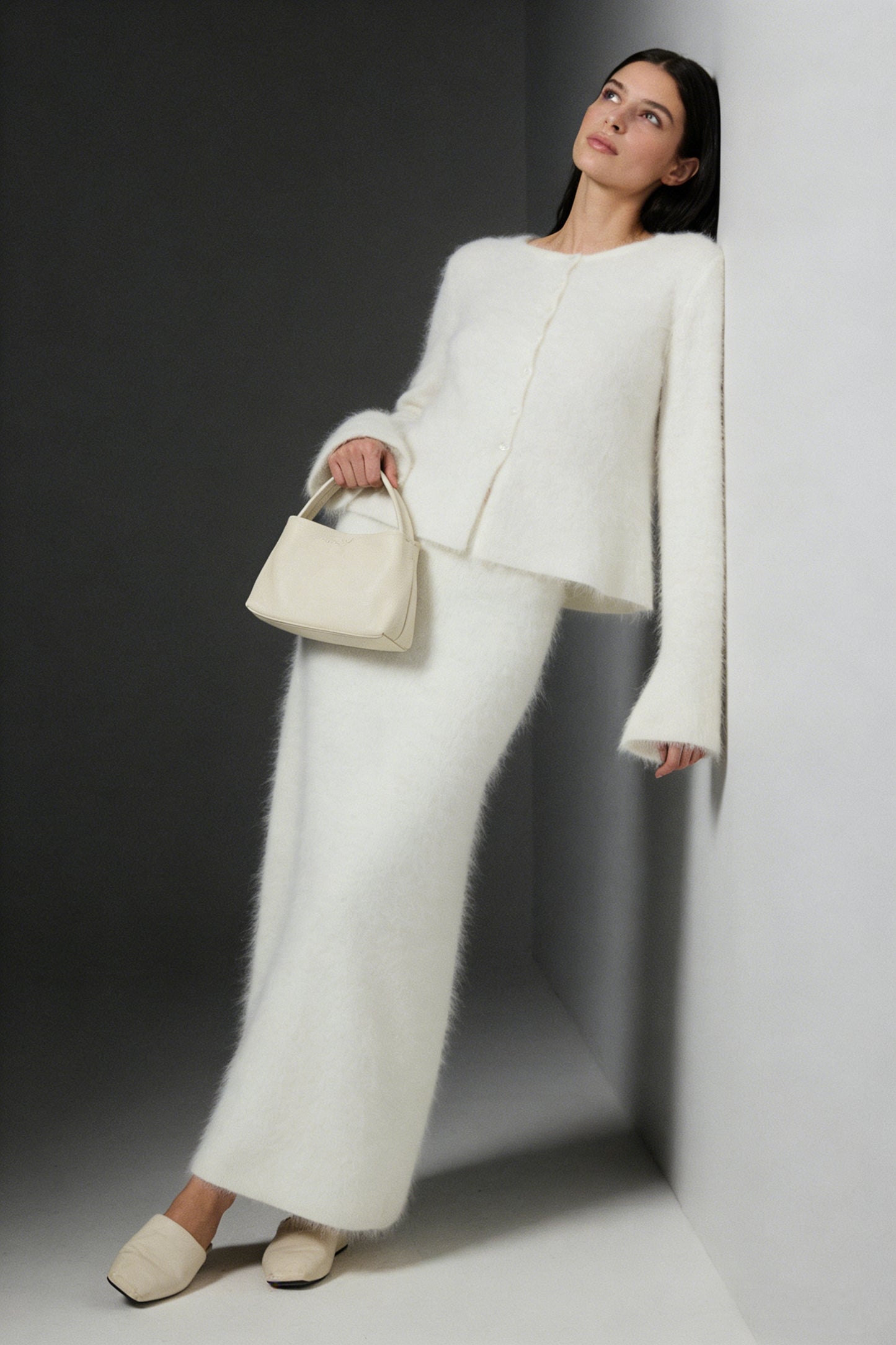 Otter-fleece blend soft drape skirt | 2 color