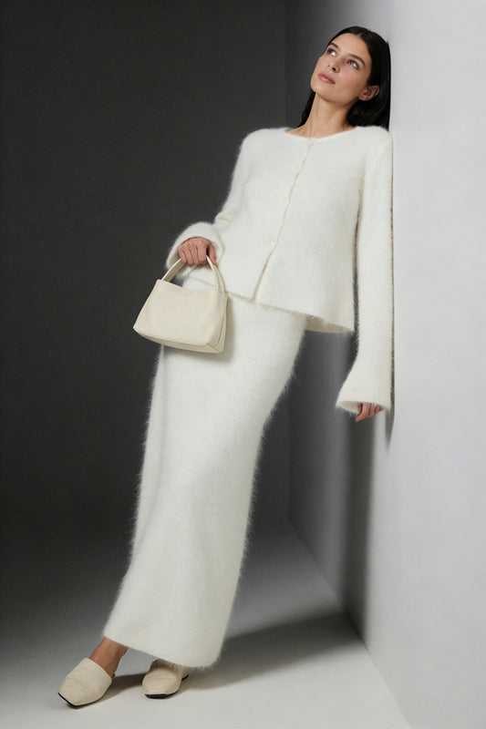 Otter-fleece blend soft drape skirt | 2 color