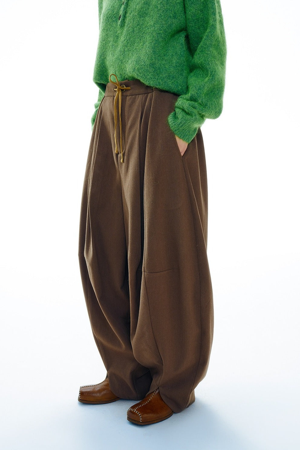 Thick ankle-skimming ultra wide-leg cocoon pants | 4 color