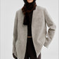 Wool contrasting color elegant mid-length jacket
