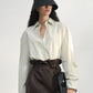 Chic and strong silhouette cotton shirt with a belt | 4 color