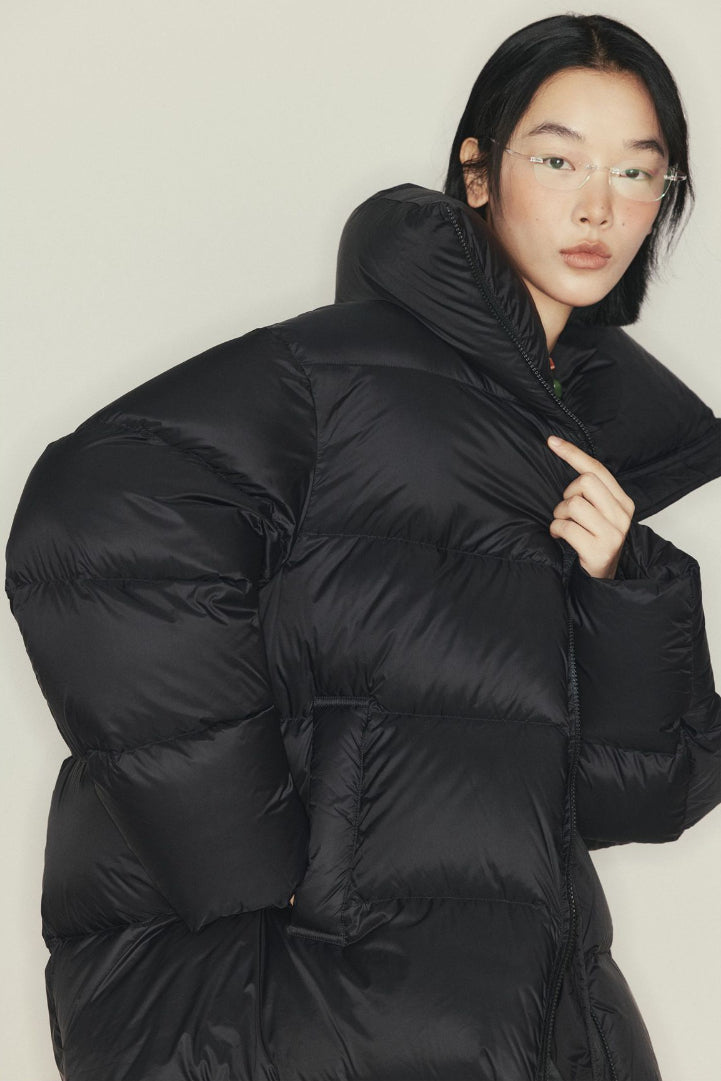 Medium long fluffy outwear down jacket | 6 color