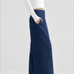 Cotton blend minimalist wide-leg jeans