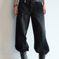100% cotton straight-leg seams washed jeans | 2 color