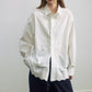 100% cotton mid-length lace trim hem shirt | 3 color