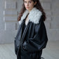 Cozy and chic detachable collar wool-filled PU jacket | 2 color