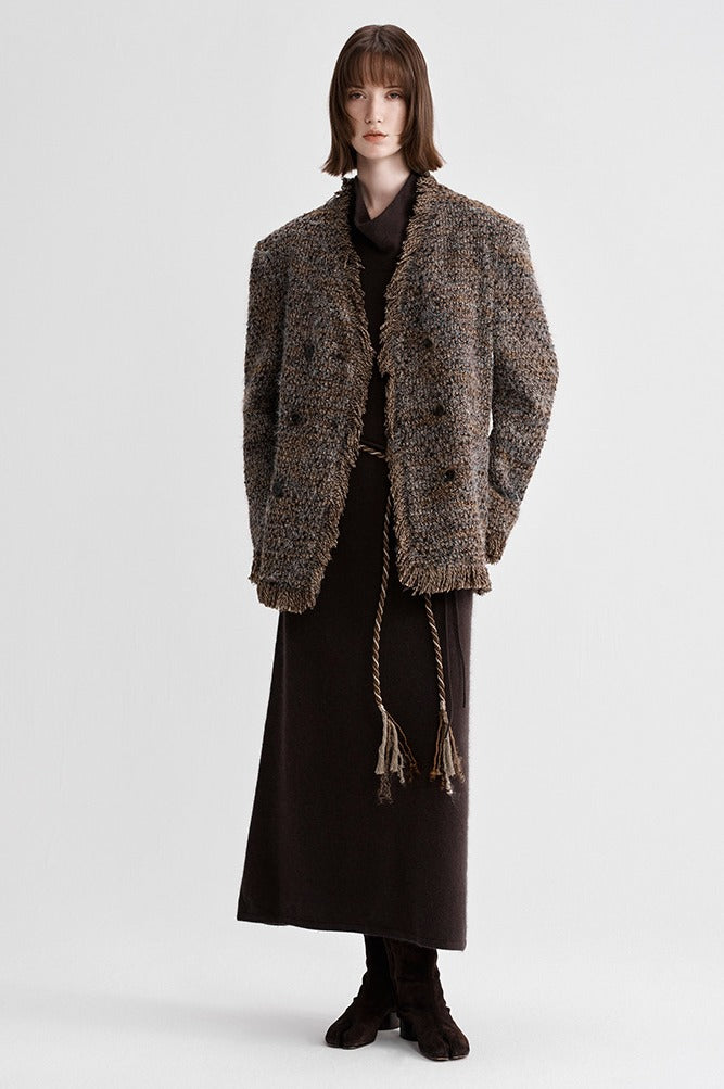 Wool blend retro-style tweed jacket