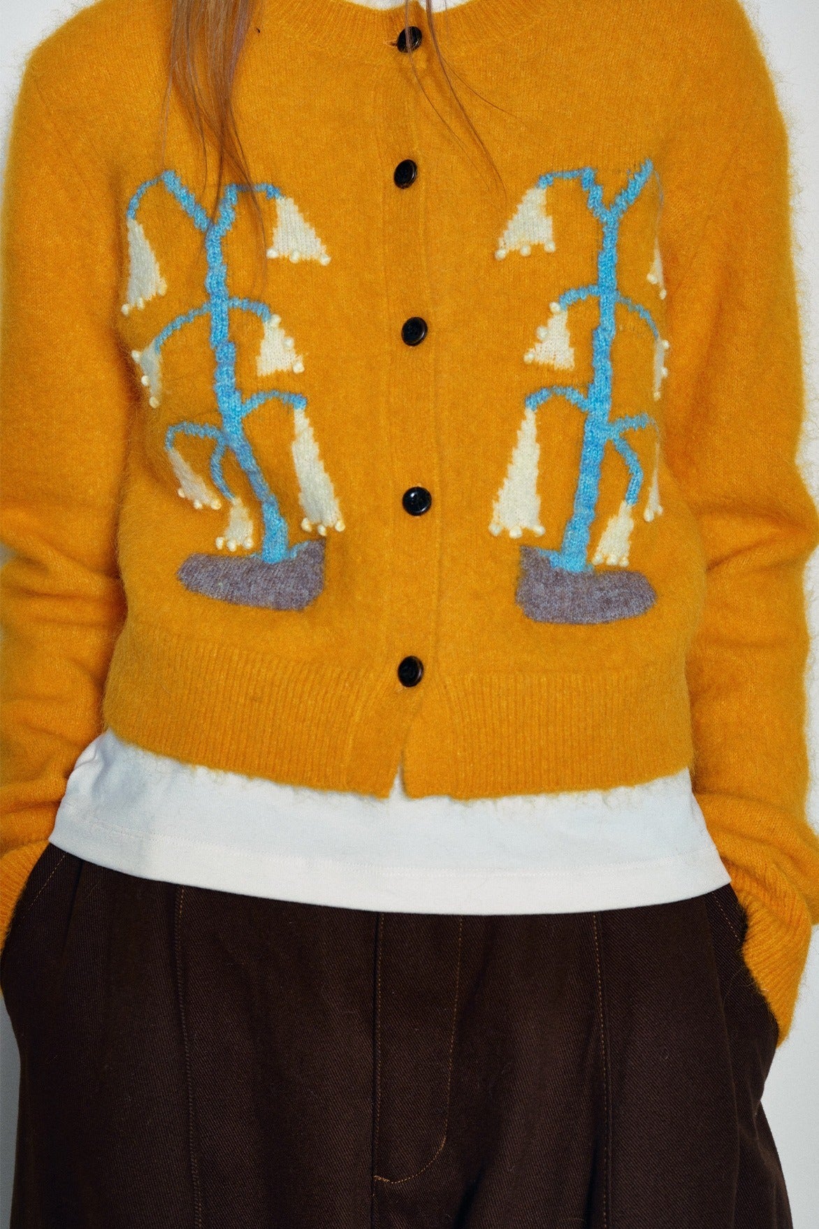 Alpaca blend embroidered cardigan | 4 color