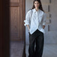 100% cotton waist cinch wide placket shirt