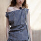 Asymmetrical design puffed fabric top | 2 color