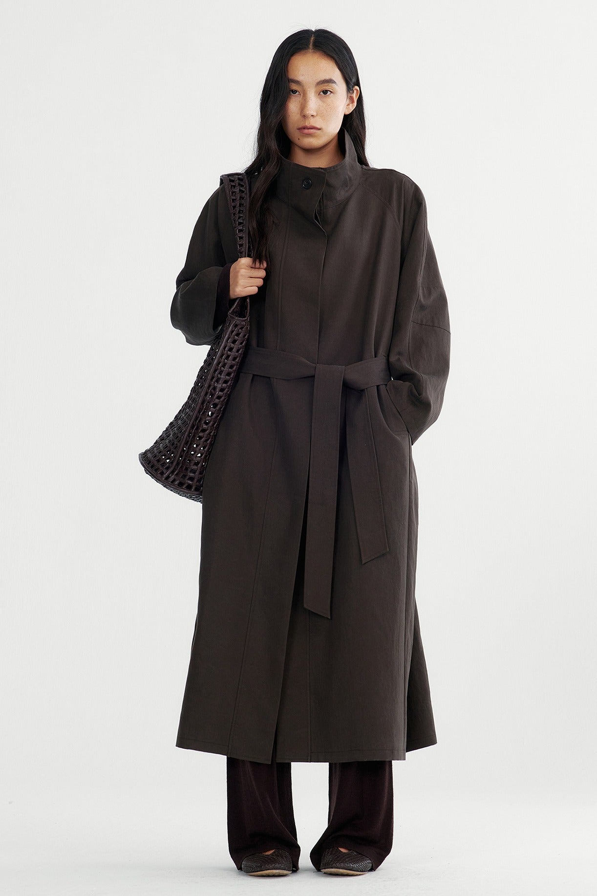 Minimalist style drape trench coat | 2 color