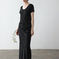 Cotton blend twisted waist A-line skirt | 3 color
