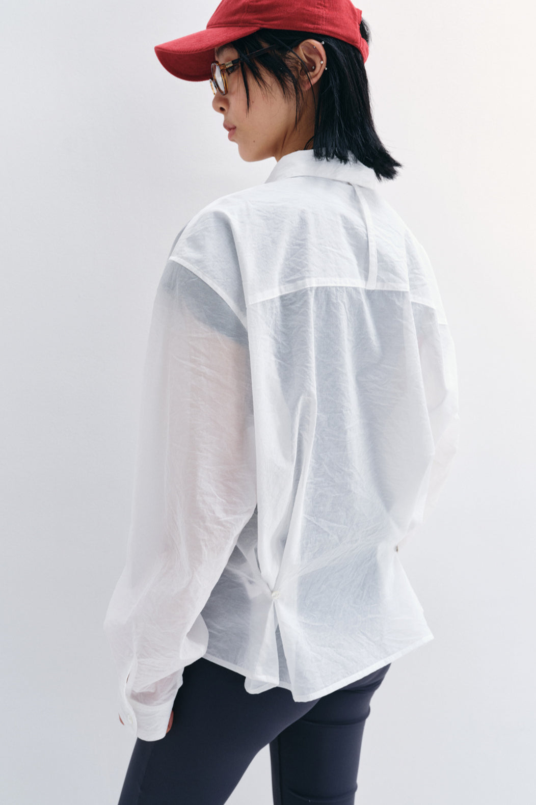 Cotton blend lightweight semi-sheer adjustable shirt | 2 color
