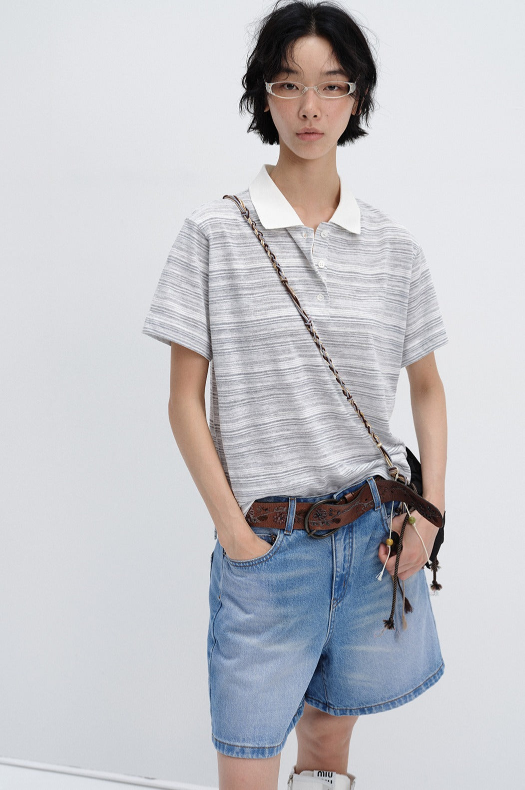 Cotton blend stripped pattern polo t-shirt | 3 color