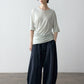 Cotton blend soft irregular hem T-shirt | 4 color