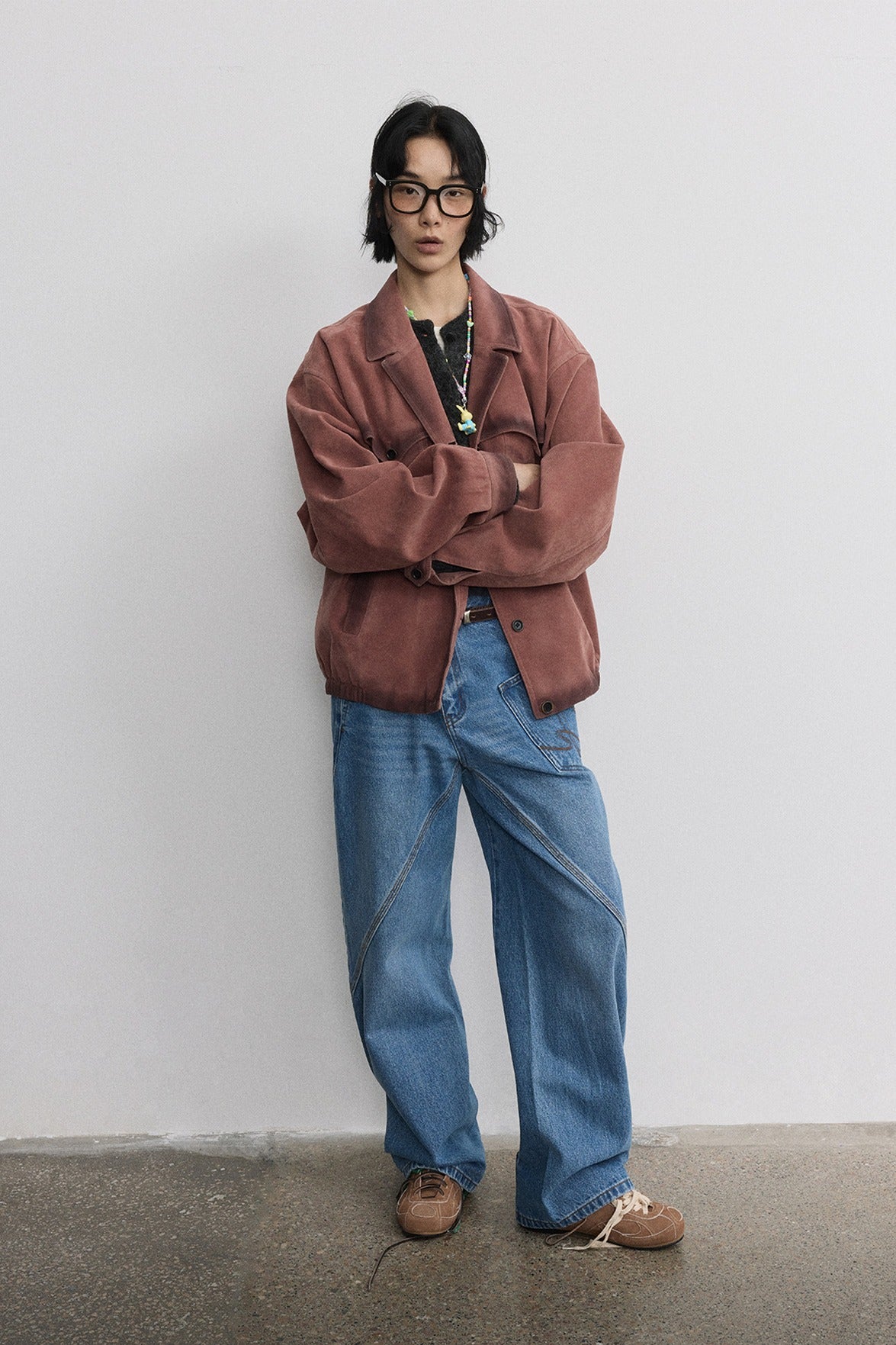 Retro style loose fit suede pocket jacket | 2 color