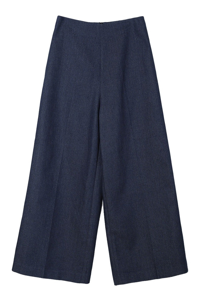 Cotton blend minimalist wide-leg jeans