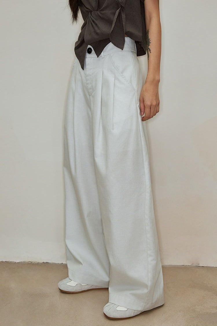 Lyocell-Cotton straight loose pants | 2 color