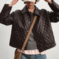 Retro-style quilted PU jacket | 2 color